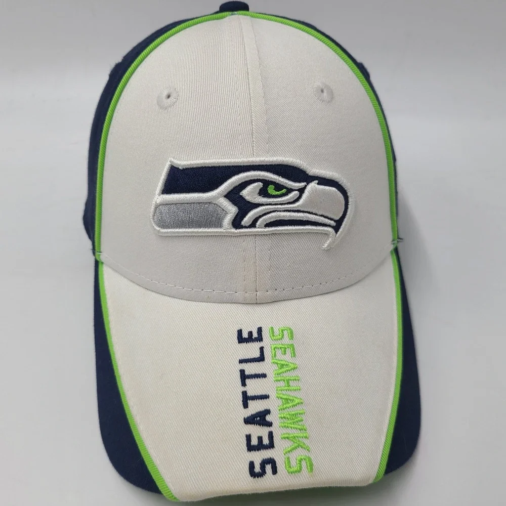 Seattle Seahawks Hat Adjustable New Era 9Forty White Blue Green NFL Football Men